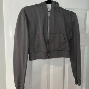 Gray Women's Cropped Hoodie Jacket